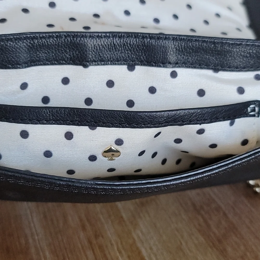 Kate Spade Primrose Hill Kaelin Black Leather Bow Chain Crossbody Bag